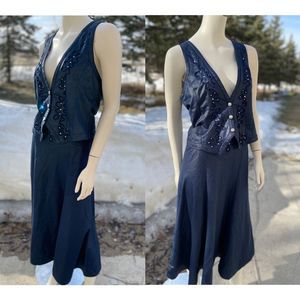 Vintage Pierre Lamonte Western Glam Skirt Set Vest Riding Skirt Soutache Navy